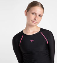 Girl's Endurance 10 Long Sleeve Suntop - Black & Fandango Pink