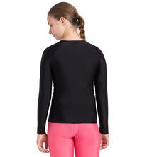 Girl's Endurance 10 Long Sleeve Suntop - Black & Fandango Pink