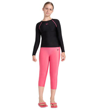 Girl's Endurance 10 Long Sleeve Suntop - Black & Fandango Pink