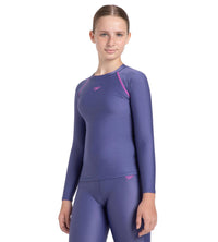 Girl's Endura Brite Long Sleeve Suntop - Hapuna Blue & Neon Violet