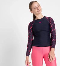 Girl's Endurance 10 Hyperboom Long Sleeve Suntop - True Navy & Electric pink