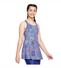 Girl's Endurance Printed Swimdress With Boyleg - Ammonite & Soft Coral_4