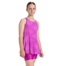 Girl's Endurance10 Racerback Swimdress With Boyleg - Diva & Dusty Lilac