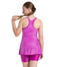 Girl's Endurance10 Racerback Swimdress With Boyleg - Diva & Dusty Lilac