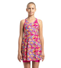 Girl's Endurance 10 Printed Swimdress With Boyleg - Electric pink & Citron_1