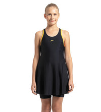 Girl's Endurance 10 Racerback Swimdress With Boyleg - True Navy & Mango