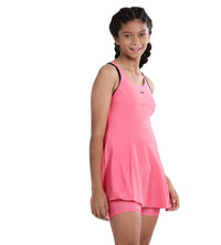 Girl's Racerback Swimdress With Boyleg - Fandango Pink & Black_3