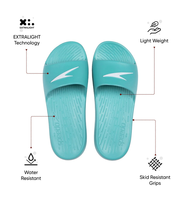 Women's Single Colour Slides - Jade & White