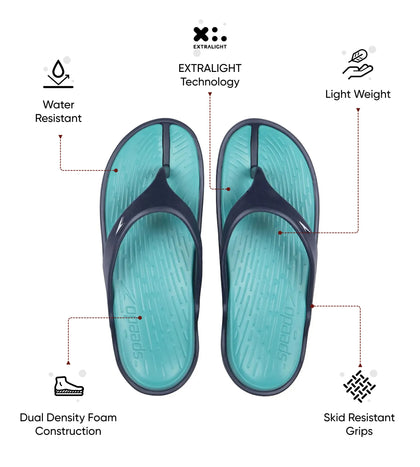 Women's Dual Colour Flip Flops - Jade & Navy