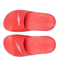 Unisex Junior's Single Colour Slides - Lava Red & White_4