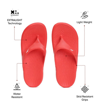 Unisex Junior's Single Colour Flip Flops For Boys and Girls - Fed Red & White