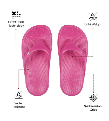 Unisex Junior's Single Colour Flip Flops For Boys and Girls - Electric Pink & White