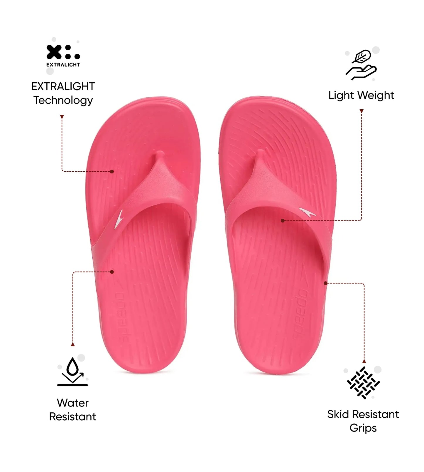 Unisex Junior's Single Colour Flip Flops For Boys and Girls - Raspberry Fill & White