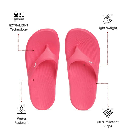 Unisex Junior's Single Colour Flip Flops For Boys and Girls - Raspberry Fill & White