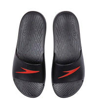 Men's Single Colour Slides - Black & Lava Red_2