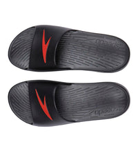 Men's Single Colour Slides - Black & Lava Red_4