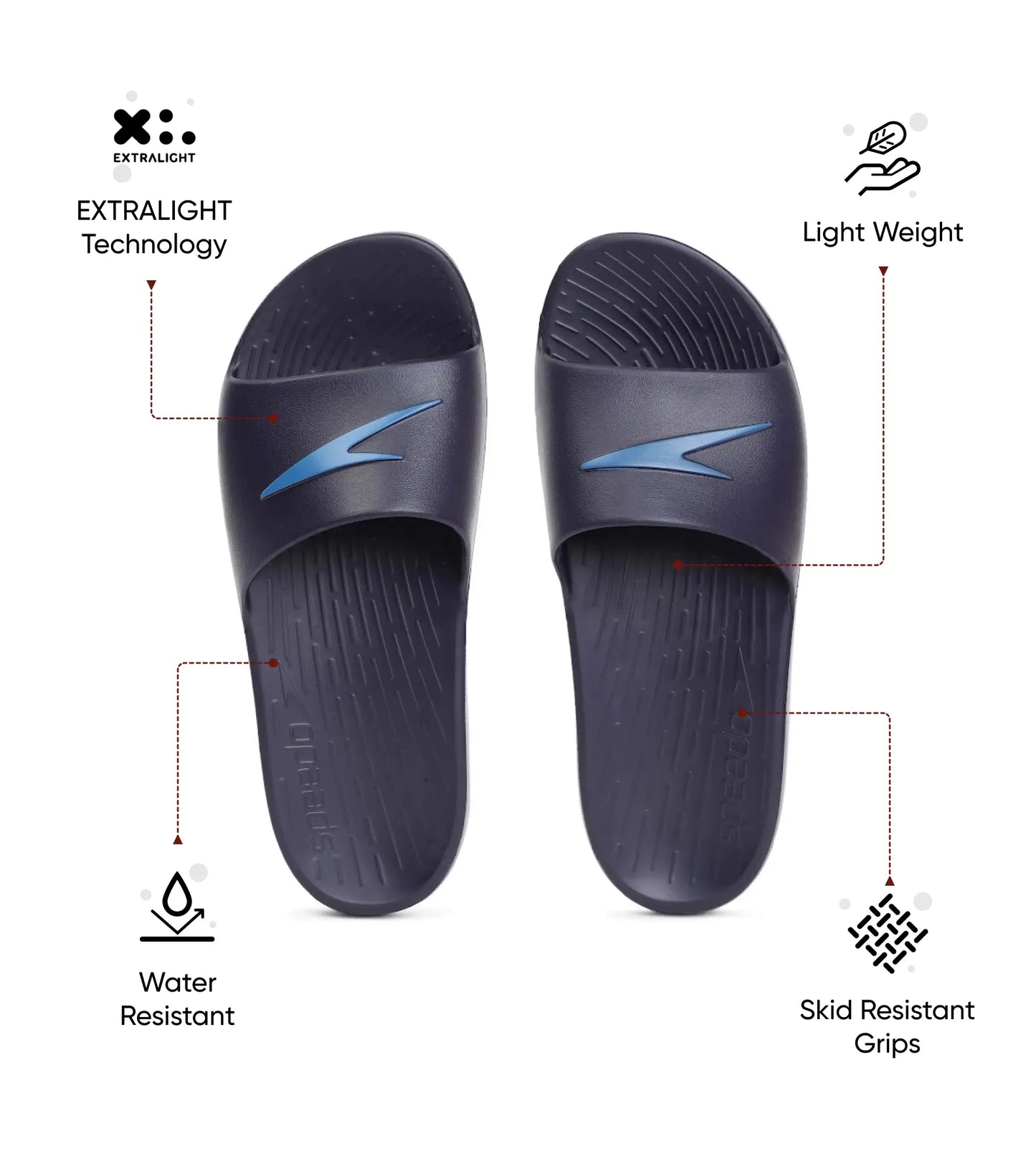 Men's Single Colour Slides - True Navy & Blue Flame