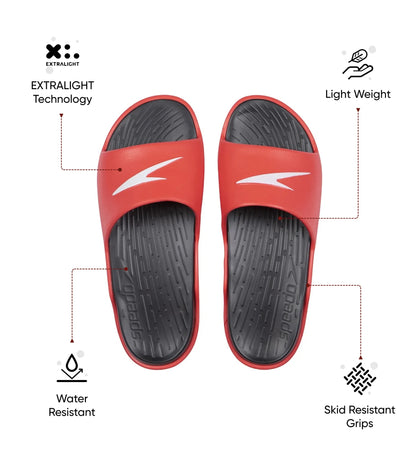 Men's Dual Colour Slides - Black & Lava Red