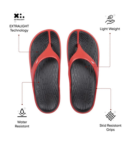 Men's Dual Colour Flip Flops - Black & Lava Red