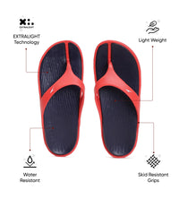 Men's Dual Colour Flip Flops - True Navy & Fed Red