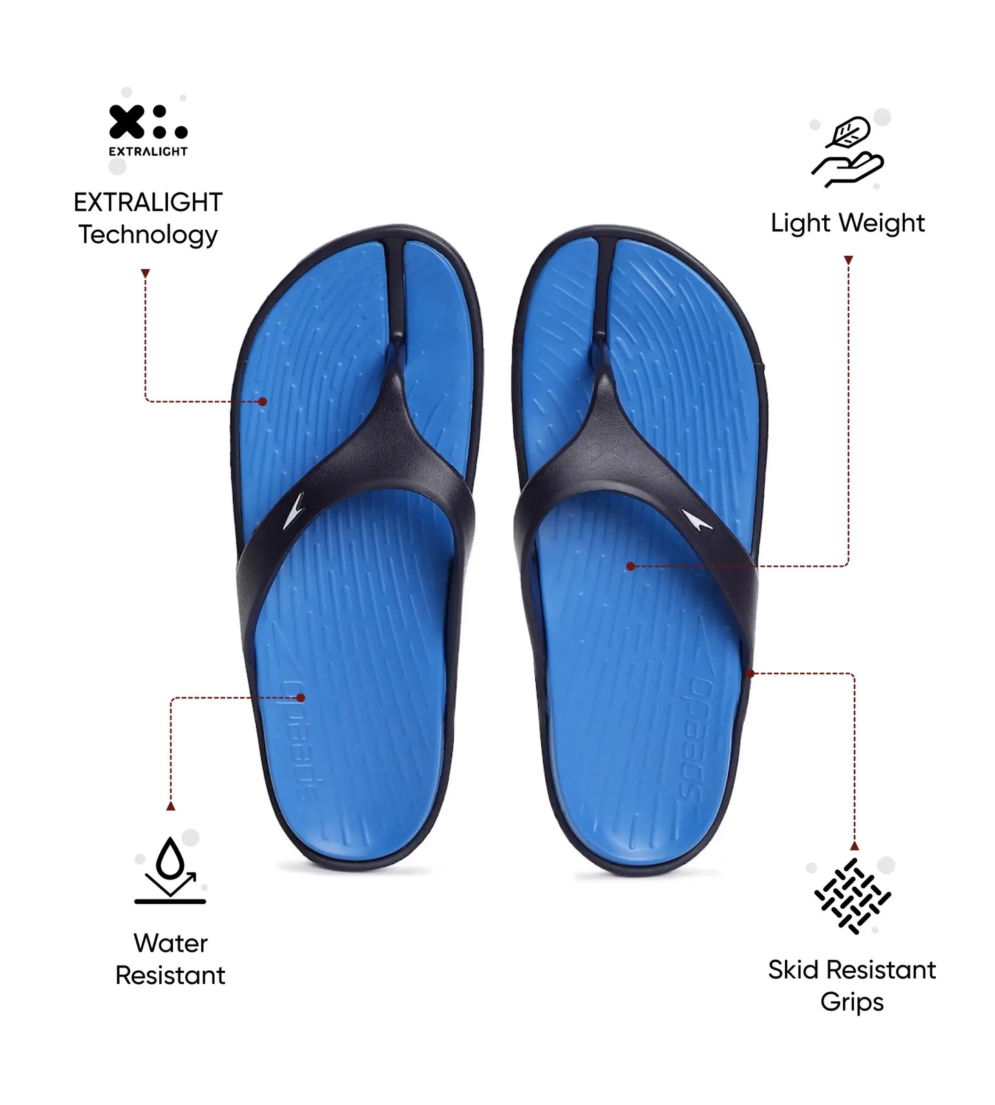 Men's Dual Colour Flip Flops - Blue Flame & True Navy