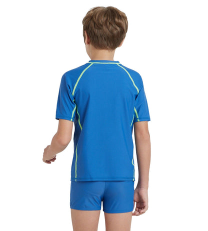 Boy's Enduraflex Short Sleeve Suntop - Turkish Sea & Hyper Yellow