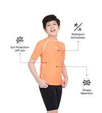 Boy's Recycled Endura Brite Short Sleeve Suntop - Boost Orange & White