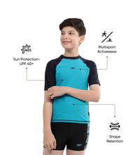 Boy's Endurance 10 Short Sleeve Suntop - Aquarium & True Navy