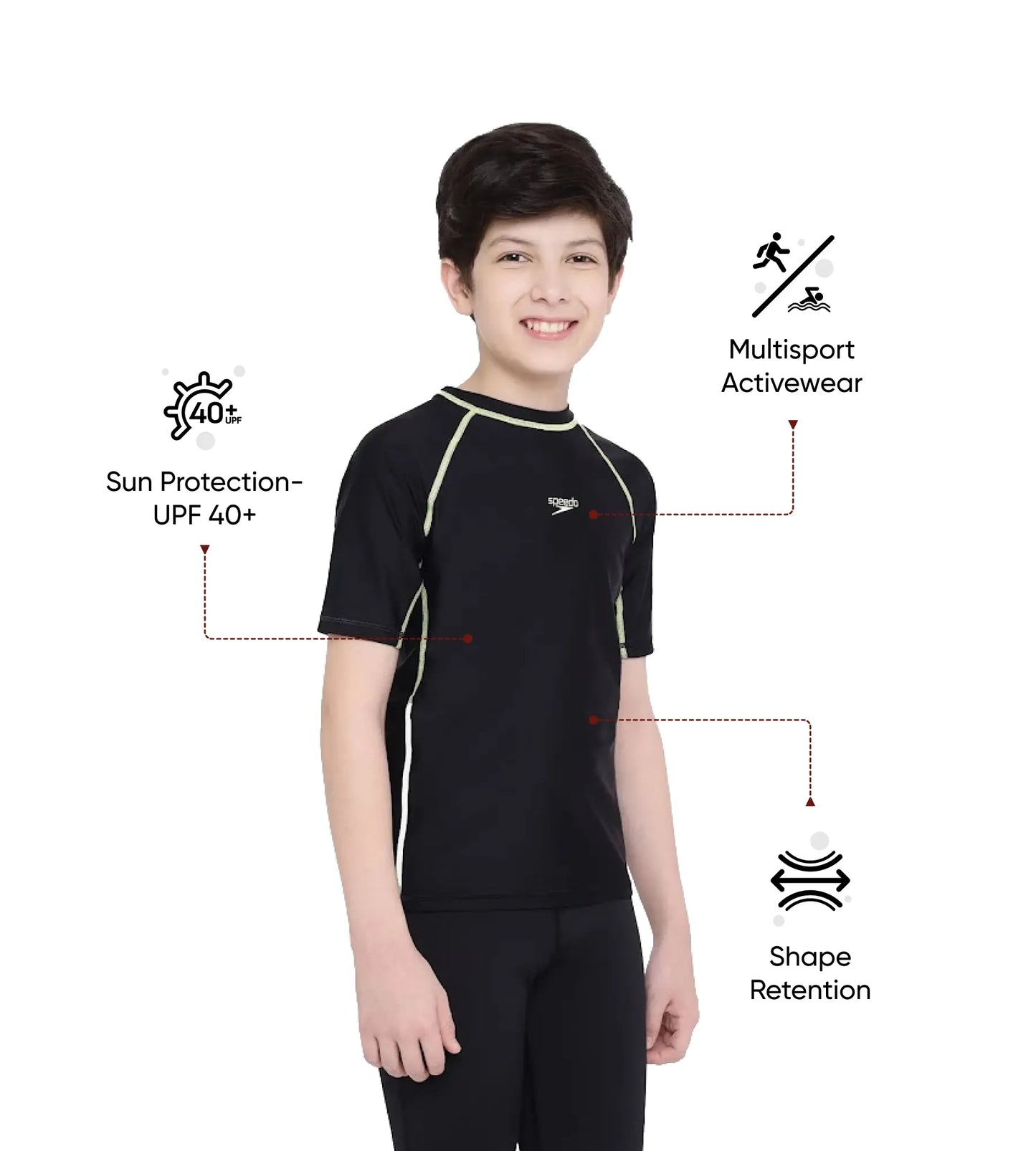 Boy's Endurance 10 Short Sleeve Suntop - Black & Spritz