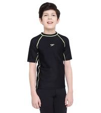 Boy's Endurance Short Sleeve Suntop - Black  &  Spritz_1