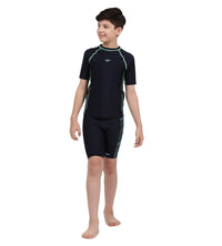 Boy's Endurance Short Sleeve Suntop - True Navy  &  Harlequin Green_6