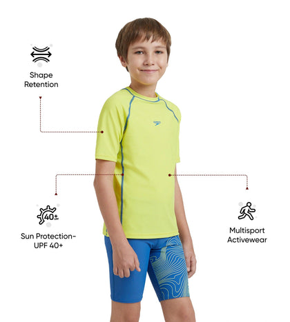 Boy's Enduraflex Short Sleeve Suntop - Lemon Drizzle & Turkish Sea