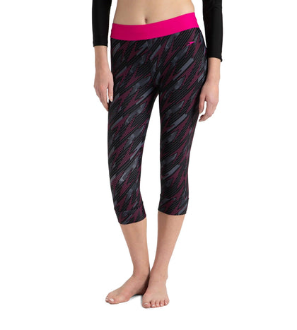 Women's Endurance 10 Hyperboom Contrast Swim Capri - Black & Electric Pink