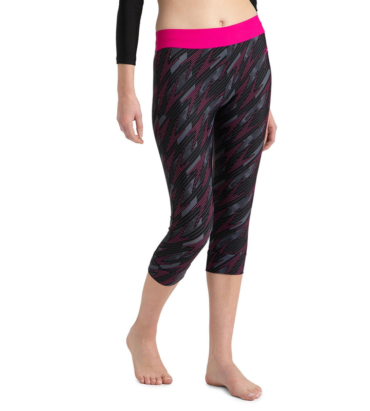 Women's Endurance 10 Hyperboom Contrast Swim Capri - Black & Electric Pink