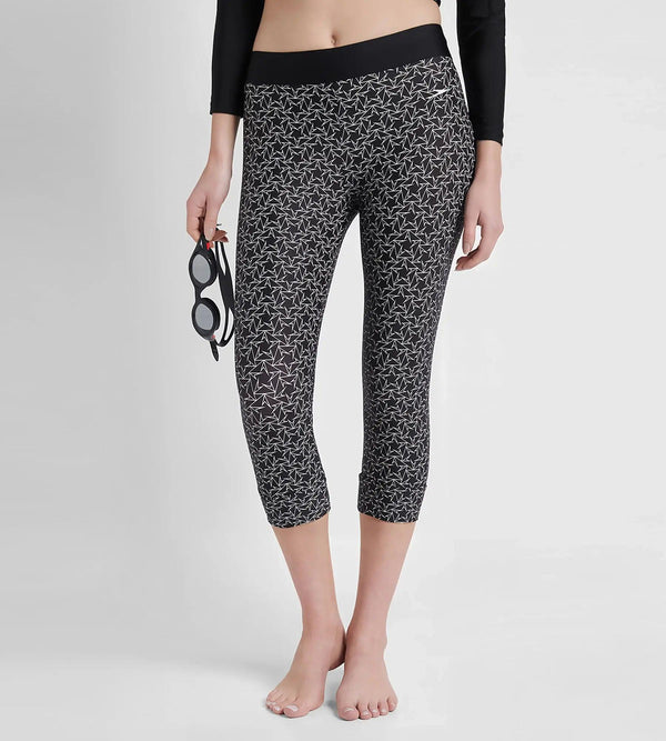 Women's Endurance 10 Printed Contrast Swim Capri - Black & White