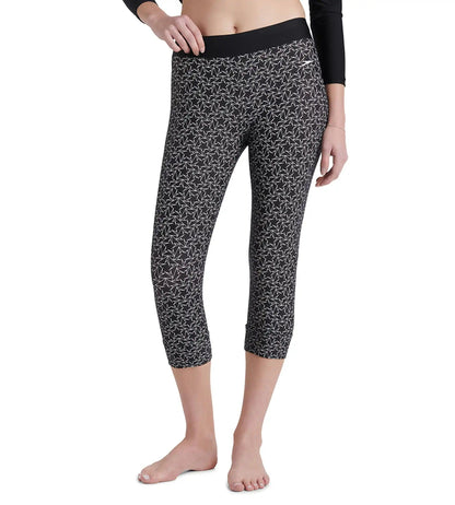 Women's Endurance 10 Printed Contrast Swim Capri - Black & White