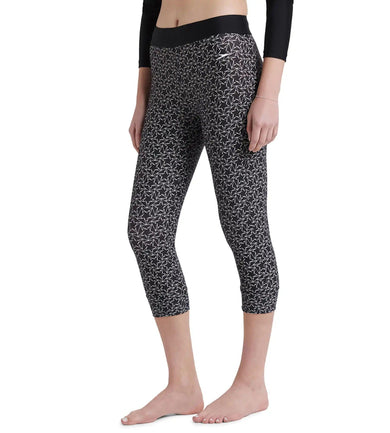 Women's Endurance 10 Printed Contrast Swim Capri - Black & White