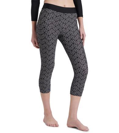 Women's Endurance 10 Printed Contrast Swim Capri - Black & White