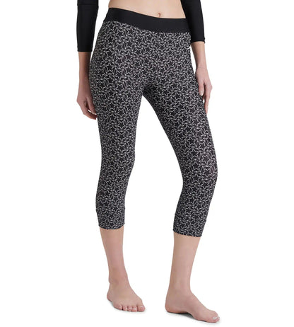 Women's Endurance 10 Printed Contrast Swim Capri - Black & White