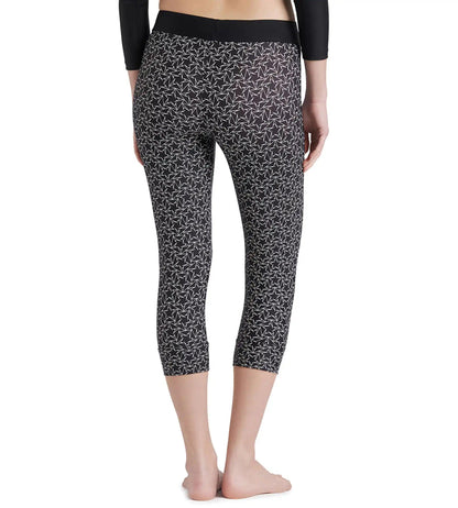 Women's Endurance 10 Printed Contrast Swim Capri - Black & White