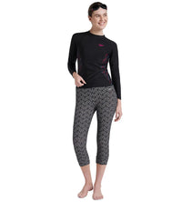 Women's Endurance 10 Printed Contrast Swim Capri - Black & White