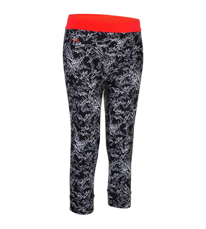 Women's Nylon Boom Splice Printed Swim Capri - Black, White & Lava Red