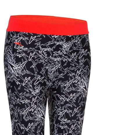 Women's Nylon Boom Splice Printed Swim Capri - Black, White & Lava Red