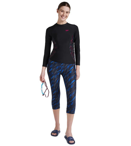 Women's Endurance 10 Hyperboom Contrast Swim Capri - True Navy & True Cobalt