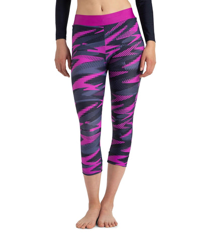 Women's Endurance10 Hyperboom Print Contrast Swim Capri - True Navy, Hapuna Blue & Diva