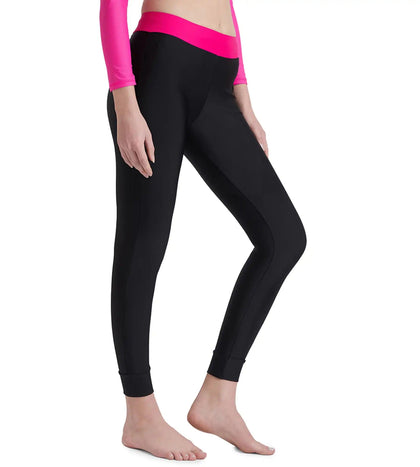 Women's Endurance 10 Solid Contrast Leggings  - Black & Electric Pink