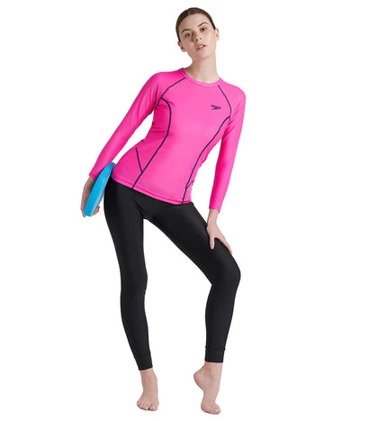 Women's Endurance 10 Solid Contrast Leggings  - Black & Electric Pink