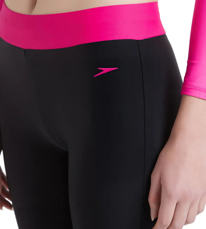 Women's Endurance 10 Solid Contrast Leggings  - Black & Electric Pink