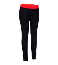 Women's Nylon Contrast Swim Legging - Black & Lava Red