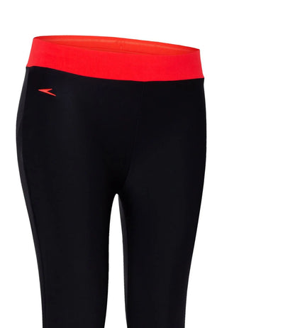 Women's Nylon Contrast Swim Legging - Black & Lava Red